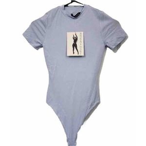 Nwt NAKED Wardrobe - Large - Short Sleeves Bodysuit‎ Light Blue